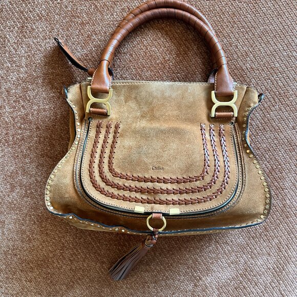 CHLOE Suede Medium Marcie Satchel Bag - Picture 2 of 9